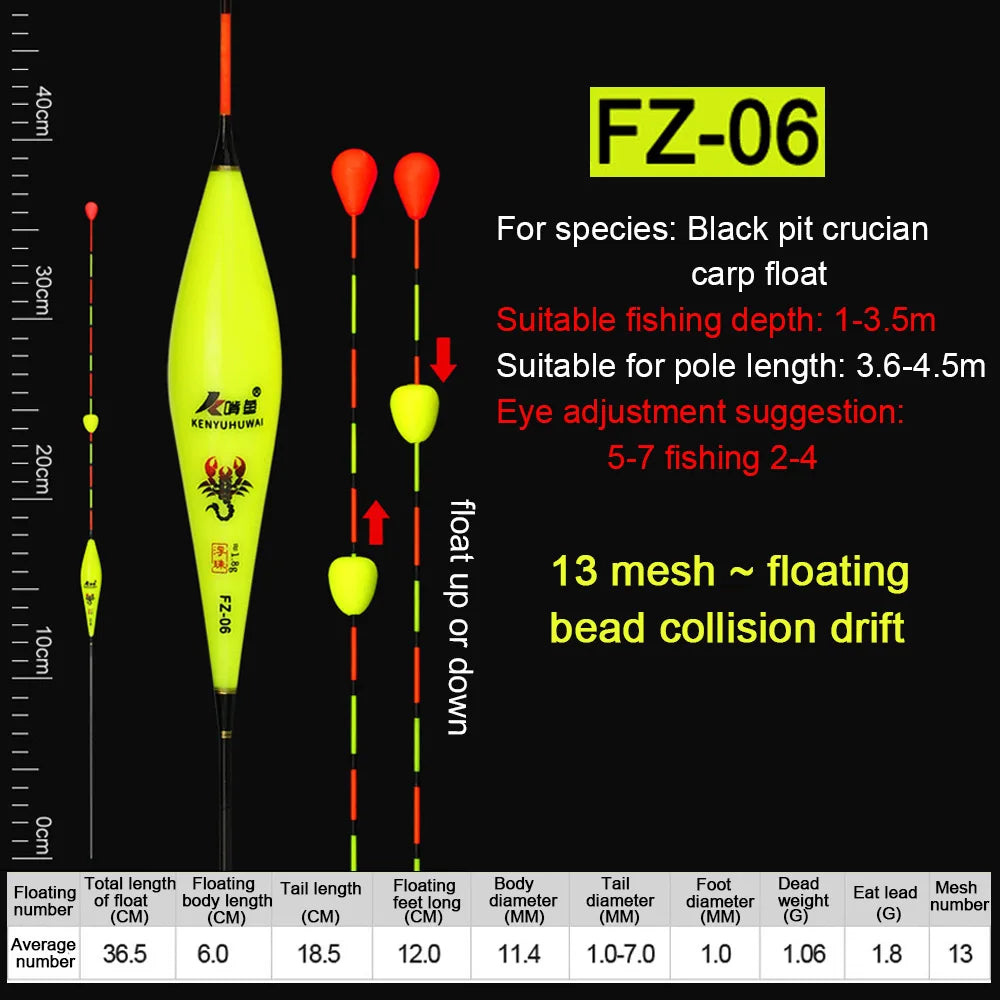 Fishing Floats Eye-catching Floating Ball Slidding Composite Nano Buoy Moveable Beads Tail Bobber Fishing Tackle Accessories