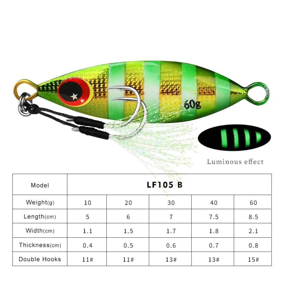Big Jig Fishing Lure Weights 10g-60g Fishing Jigs Saltwater Lures Metal Bass Jig Isca Artificial Fake Fish Glitter Holographic