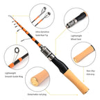 New Casting Telescopic fishing rod Spinning 150cm Portable Fishing Rod Short Mini Fiberglass Lure Rod Travel Fishing Equipment