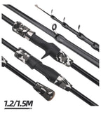 ROLLFISH 1pcs Portable Travel Telescopic Fishing Rod 1.2m/1.5m Light Weight Spinning Casting Carbon Fiber Lure Fishing Rod