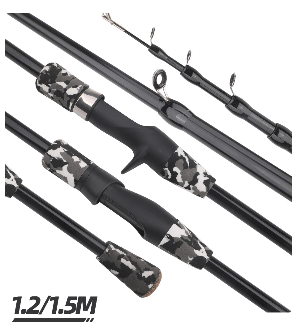 ROLLFISH 1pcs Portable Travel Telescopic Fishing Rod 1.2m/1.5m Light Weight Spinning Casting Carbon Fiber Lure Fishing Rod