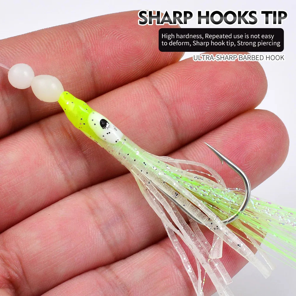 Fishing Lure Luminous Squid Skewer Hook with Hairtail Mackerel Boat for Large Objects Biomimetic Fish Hook Fishing Group Bait