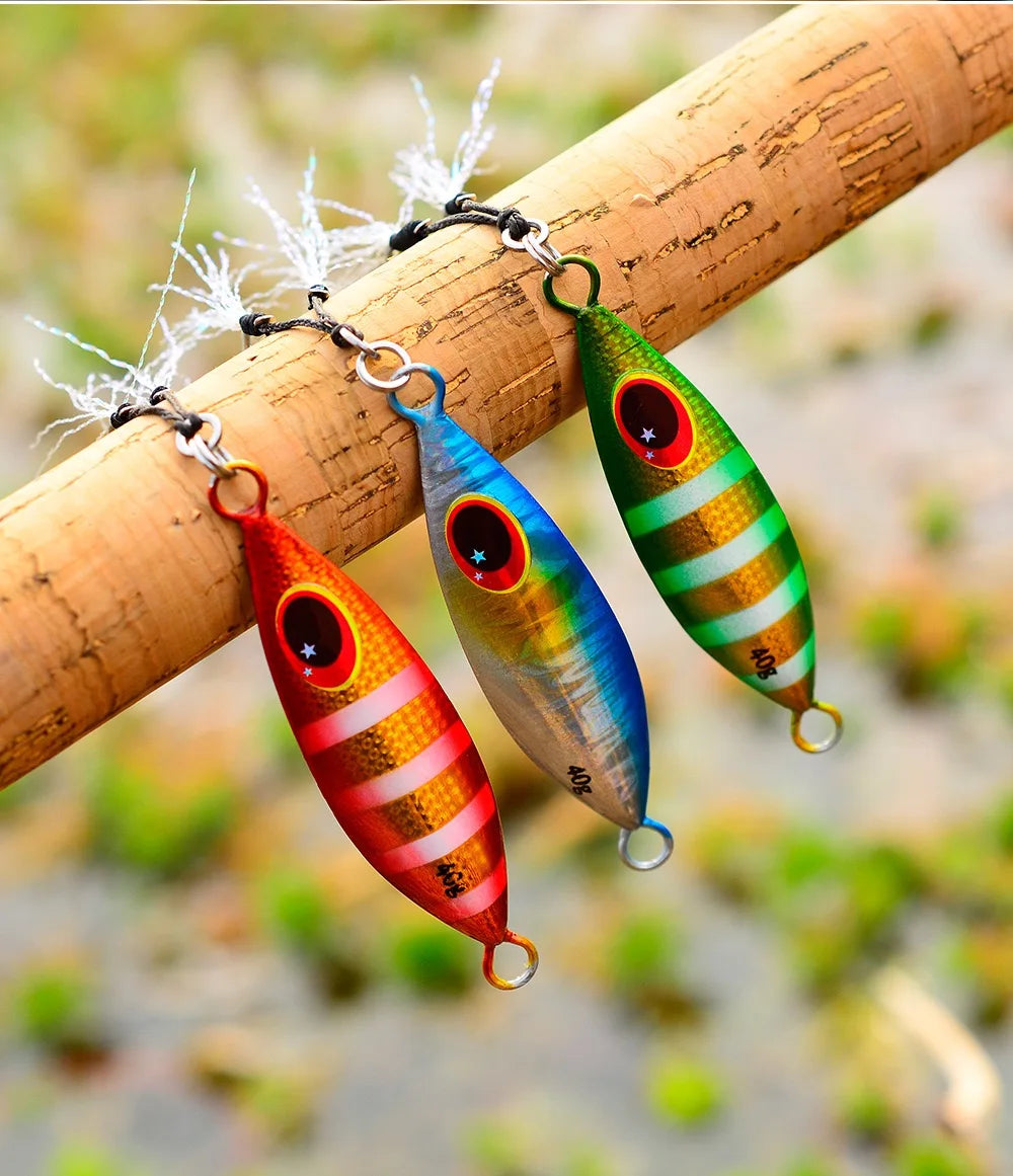 Big Jig Fishing Lure Weights 10g-60g Fishing Jigs Saltwater Lures Metal Bass Jig Isca Artificial Fake Fish Glitter Holographic