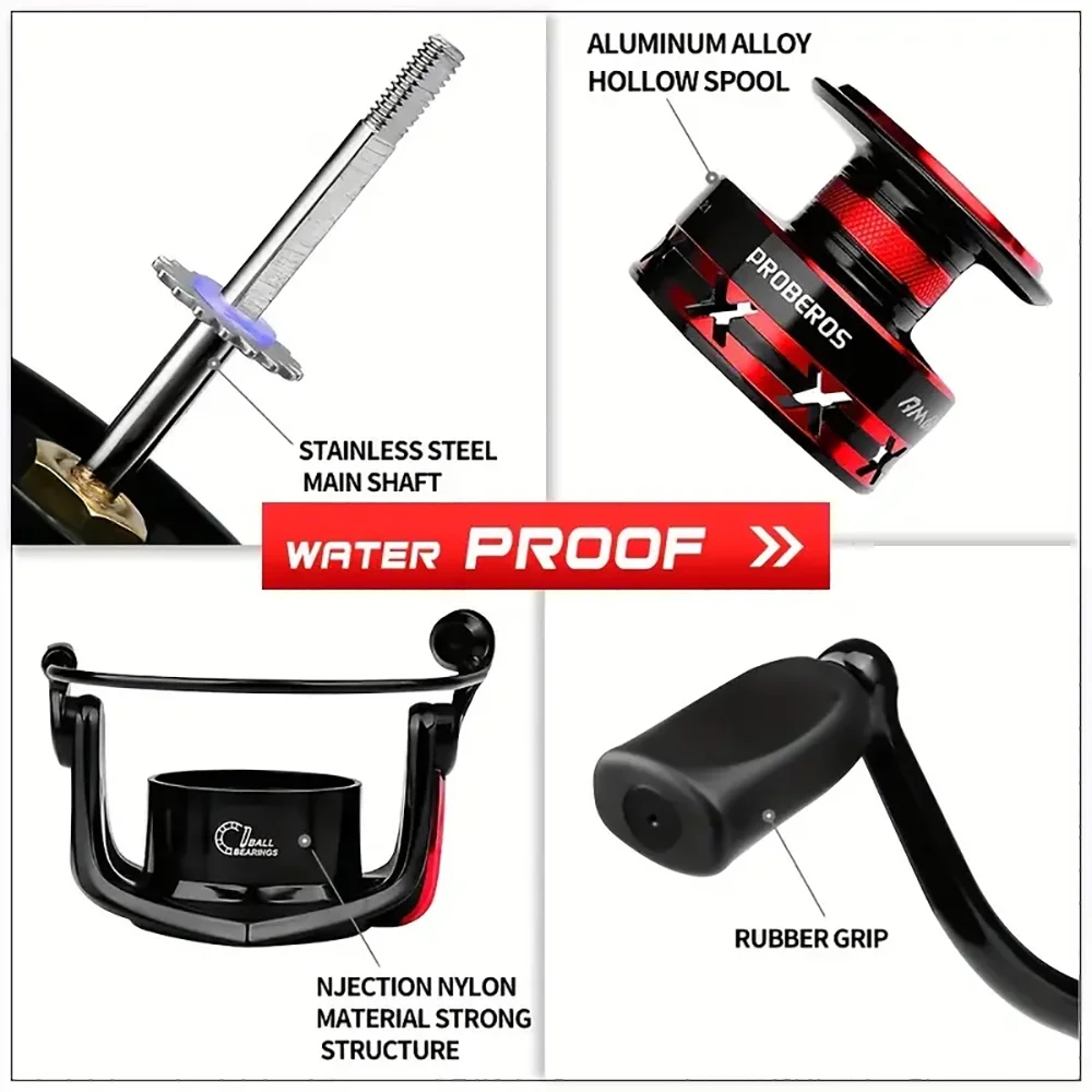 PROBEROS Fishing Reel 5.2:1 1000-6000 Max Drag 9KG Spinning Reels Metal Spool Reel drag fishing reel,Fishing Accessories