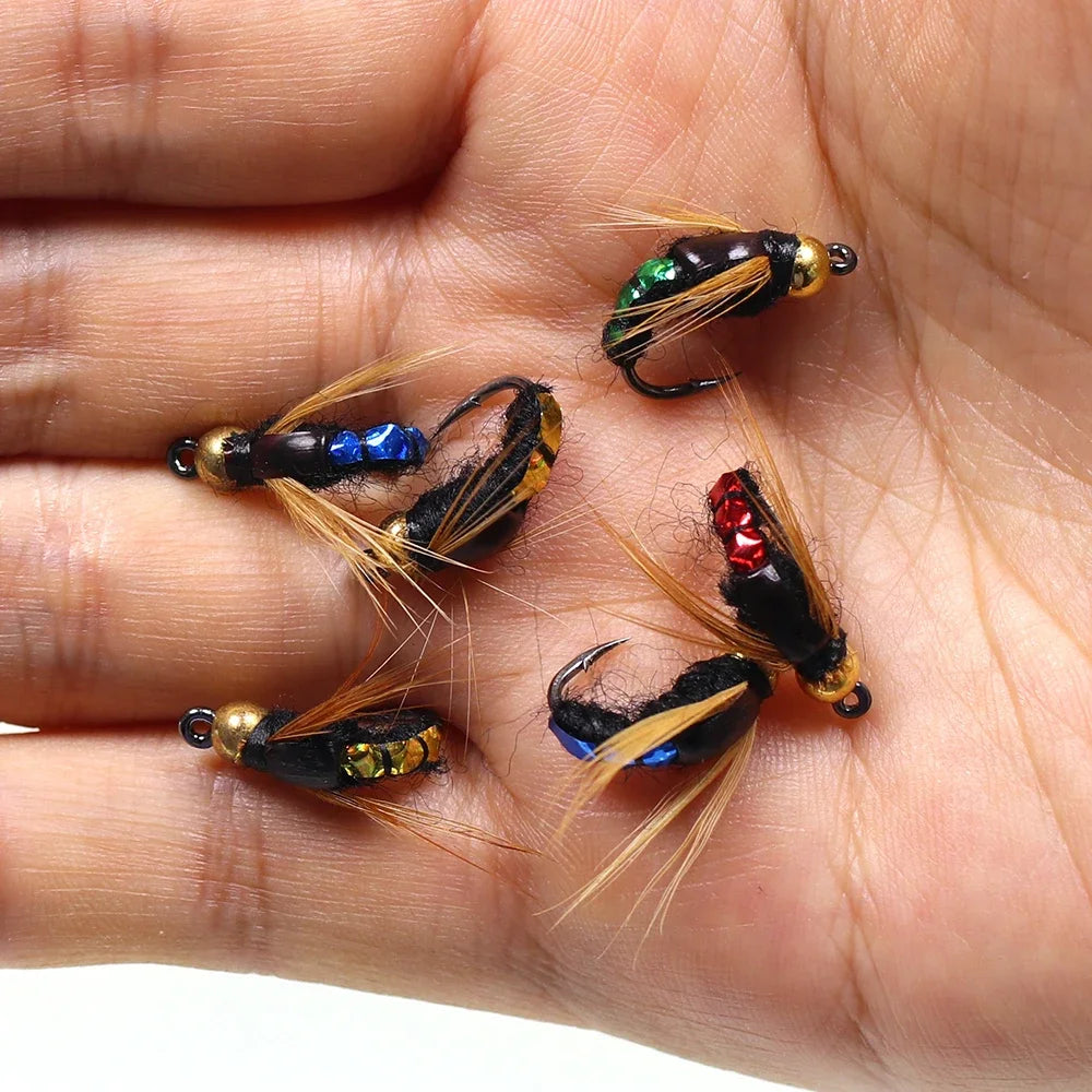 5/10/32pc Flies Kit Brass Bead Head Fast Sinking Nymph Scud Fly Bug Worm Trout Fishing Flies Artificial Insect Bait Fishing Lure