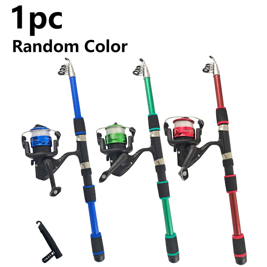 Fishing Rod Reel Combo Full Kit Telescopic Fishing Rods Spinning Reels Set with Hooks Soft Lures Barrel Swivels