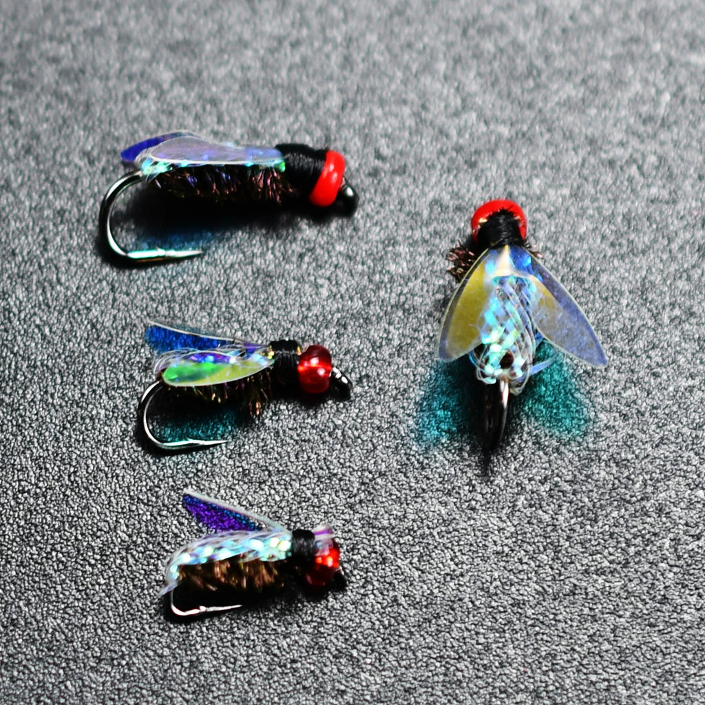 Topranc Fly Fishing Dry Flies Bionic Insect Fly Bait Suitable for Bass Trout Carp Reflective Woven Material With Double Winged
