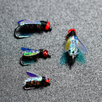 Topranc Fly Fishing Dry Flies Bionic Insect Fly Bait Suitable for Bass Trout Carp Reflective Woven Material With Double Winged