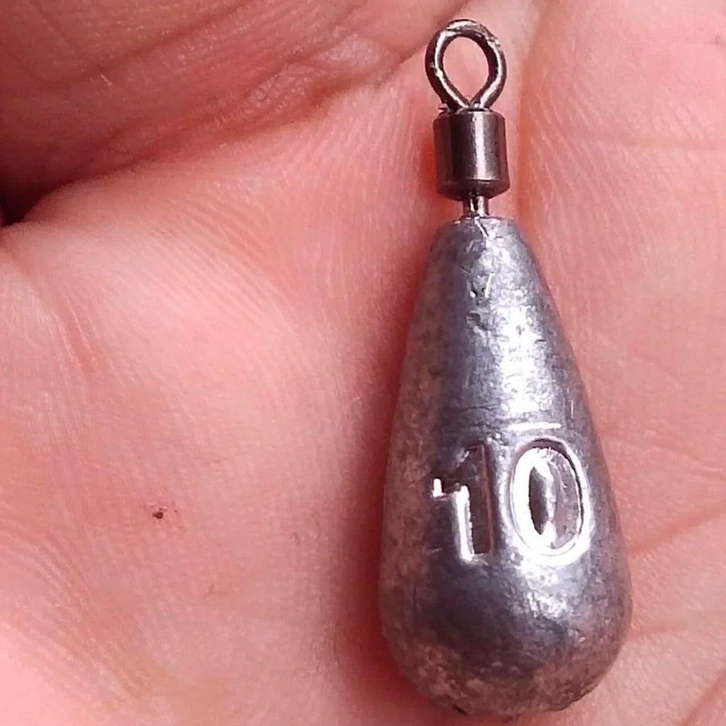 10 pieces per lot, Fishing Weight Sinker in 3.5g, 5g, 7g, 10g, 14g, and 20g,Water Drop-Shaped Weights Fishing Tackle Accessories