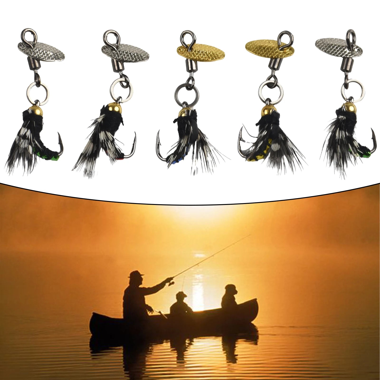 5pcs Fly Hooks Flies Insect Lures Bait Fly Fishing Decoy Bait Sequins Fishhook Trout Nymph Fly Fishing Lure Natural Insect Bait