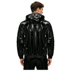 Men Waterproof Hooded Jacket Long Sleeve Front Zip-up Drawstring Hood Outerwear Windbreaker Raincoat for Hiking Fishing Biking