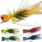 2Pcs Fly Fishing Popper Lures Bass Popper Flies Dry Fly Fishing Flies Topwater Panfish Bluegill Popper Bait Bug with Hooks