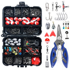 263pcs/Set Fishing Accessories Set with Tackle Box Including Plier Jig Hooks Sinker Weight Swivels Snaps Sinker Slides