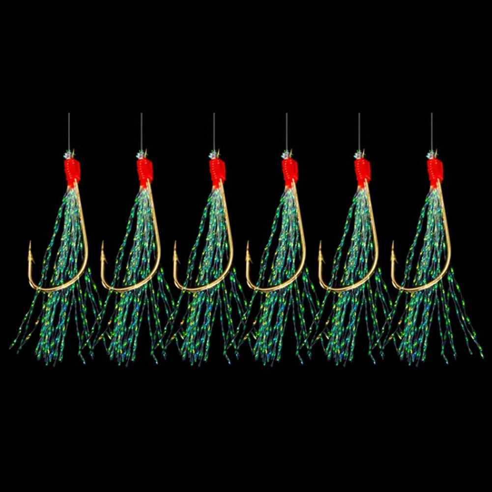 6pcs Daylight Rigs Mackeral Sea Fishing Rigs Lure Snapper Rigs Flasher Rig Stainless Steel With Fishing Line Fishing Tackle