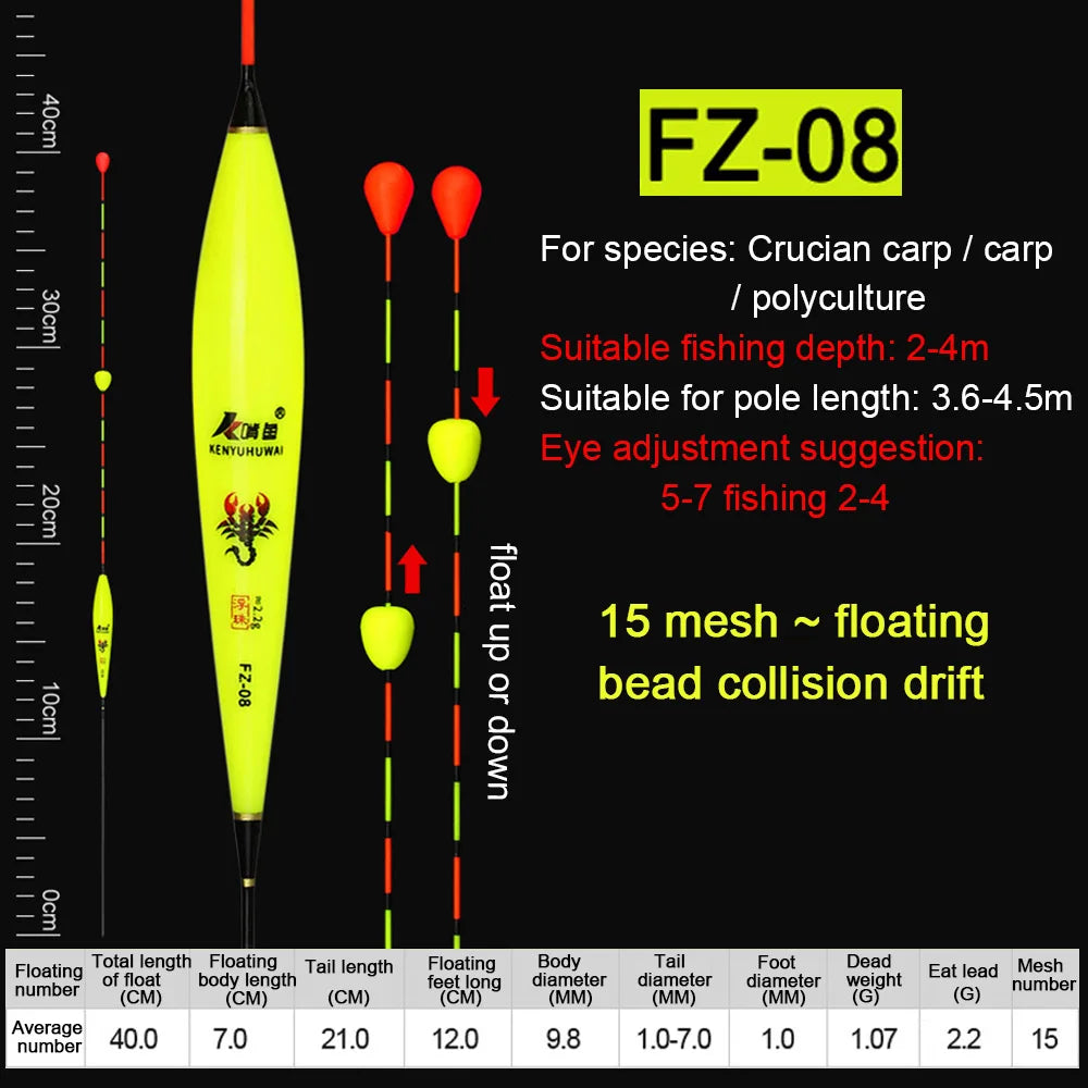 Fishing Floats Eye-catching Floating Ball Slidding Composite Nano Buoy Moveable Beads Tail Bobber Fishing Tackle Accessories