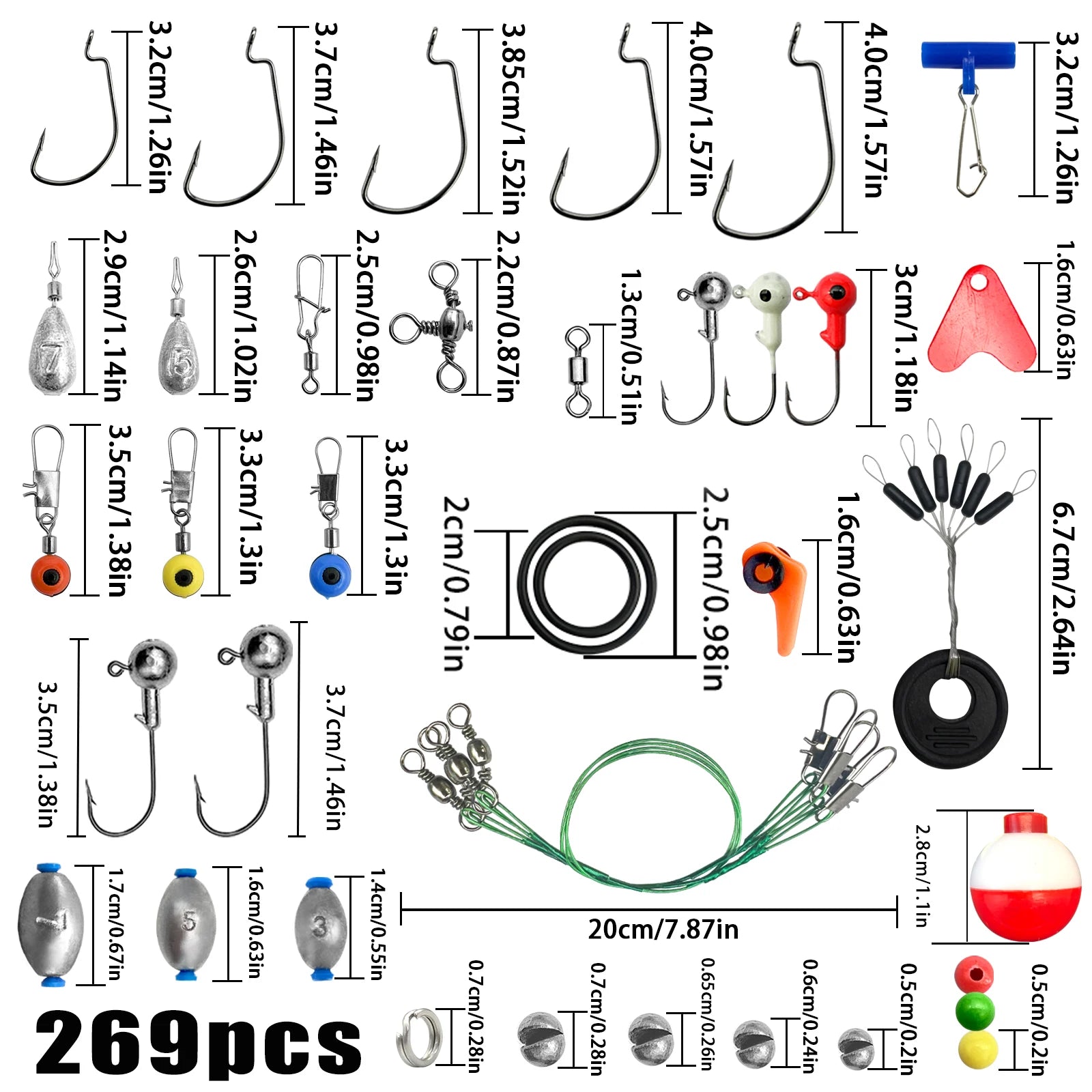 187/269pcs Fishing Accessories Kit Set - Including Tackle Box, Fish Hooks, Bait Parts, Sinkers - Perfect For Outdoor Fishing