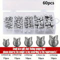 60/120pcs Fishing Weights Kit,Premium Split Shot Sinkers with 5 Versatile Sizes, Round Removable Design, Perfect for Freshwater