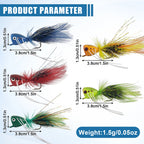2Pcs Fly Fishing Popper Lures Bass Popper Flies Dry Fly Fishing Flies Topwater Panfish Bluegill Popper Bait Bug with Hooks