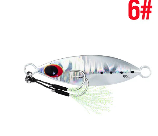 Big Jig Fishing Lure Weights 10g-60g Fishing Jigs Saltwater Lures Metal Bass Jig Isca Artificial Fake Fish Glitter Holographic