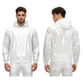 Men Waterproof Hooded Jacket Long Sleeve Front Zip-up Drawstring Hood Outerwear Windbreaker Raincoat for Hiking Fishing Biking