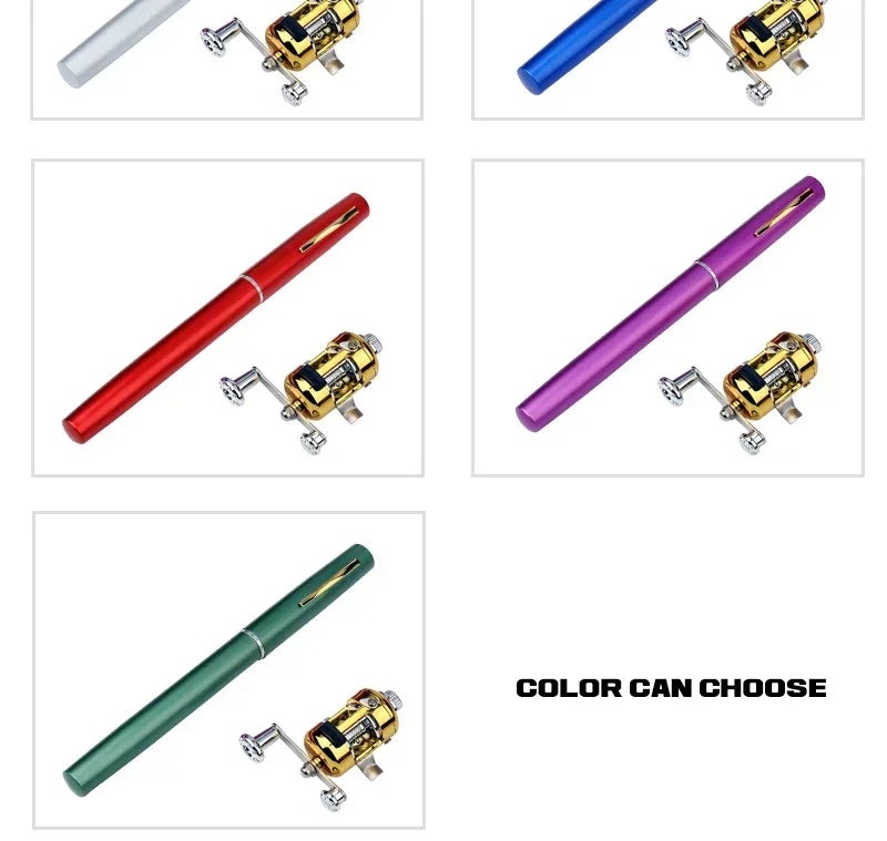 [Fish Rod+Reel+Line+Accessories] Portable Pocket Telescopic Fishing Rod Reel Full Kit Pen Shape Pole 96cm For Fishing Beginner