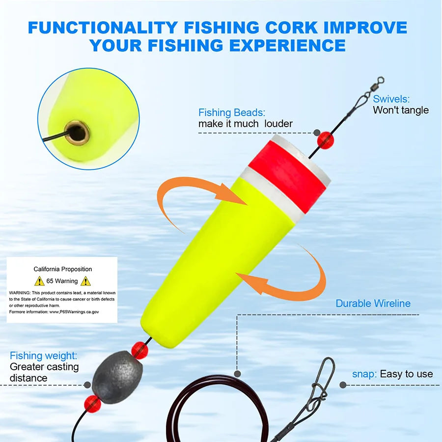 Fishing Floats Bobbers Fishing Popping Cork Trout Float Rig Weighted Popping Floats Cork Trout Floats for Fishing Saltwater