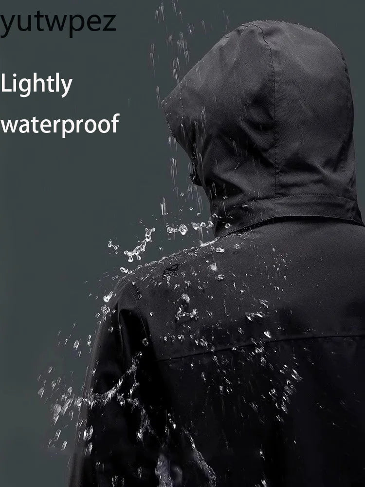 Waterproof Jacket Men Outdoor Hiking Camping Windbreaker Hooded Softshell Zip Up Coats Lightweight Unisex Spring Autumn Coats