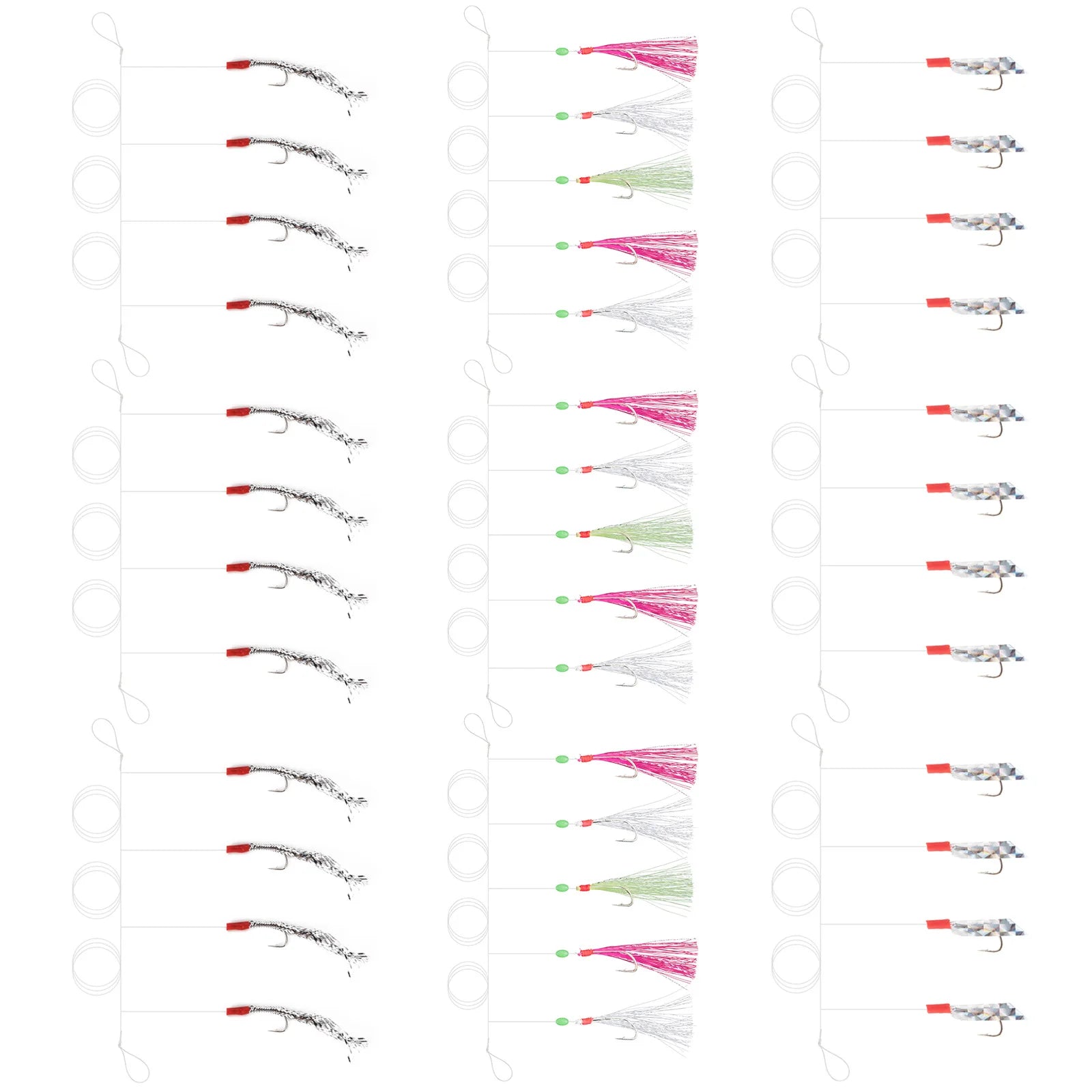 Mackerel Feather Rigs for Sea Fishing Mackerel Bait Hooks Lures Sea Fishing Rig Feather Hook Boat Shore Beach Striped Bass Pesca
