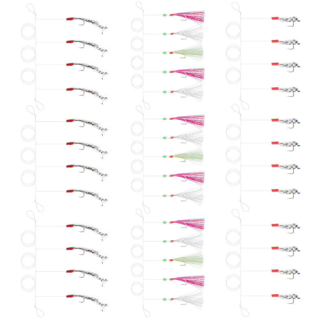 Mackerel Feather Rigs for Sea Fishing Mackerel Bait Hooks Lures Sea Fishing Rig Feather Hook Boat Shore Beach Striped Bass Pesca