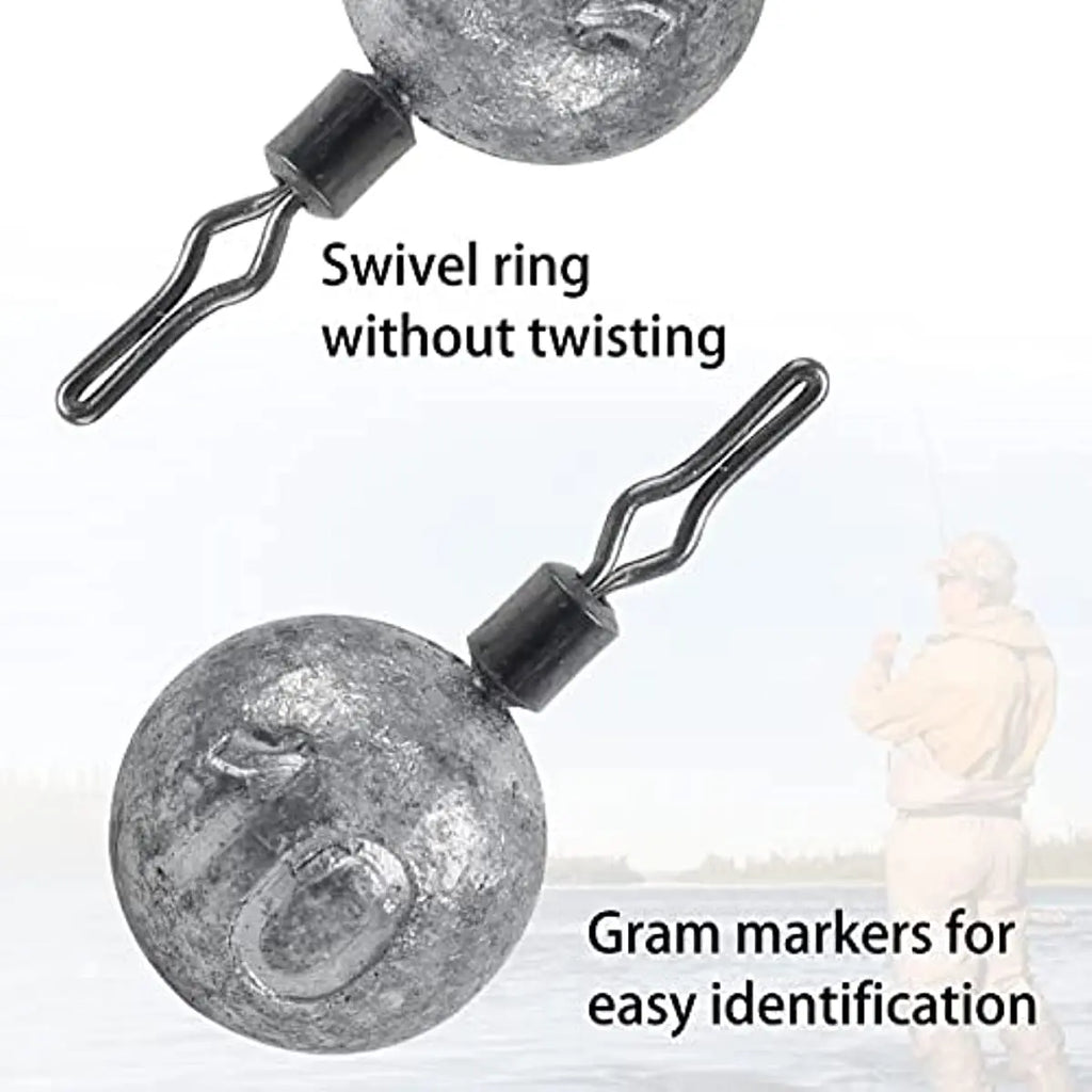 35PCS Drop Shot Weights Kit Fishing Weights Sinkers Drop Shot Fishing Sinker Rig Round Fishing Weights Bass fishing tackle