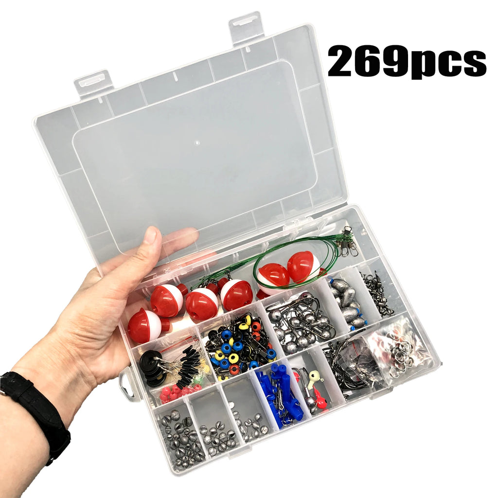187/269pcs Fishing Accessories Kit Set - Including Tackle Box, Fish Hooks, Bait Parts, Sinkers - Perfect For Outdoor Fishing