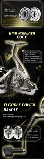 Rooblinos Stainless Steel Bearing Spinning Fishing Reel 8000 9000 10000 12000 14000 25KG Powerful Reel Saltwater Fresh Water